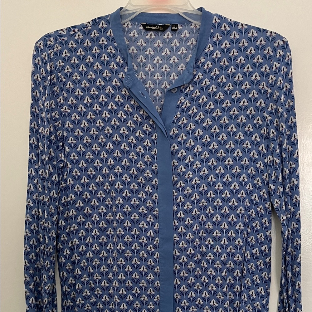 Massimo Dutti Blue Patterned Blouse